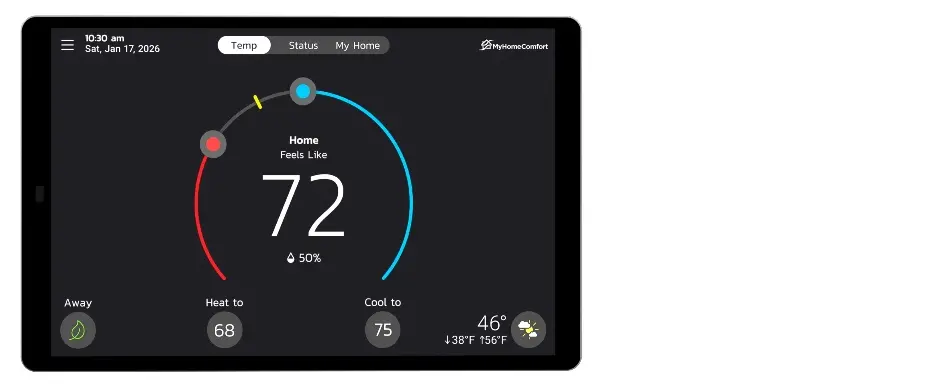 MyHomeComfort CA4 Thermostat Communicating Front Left view image